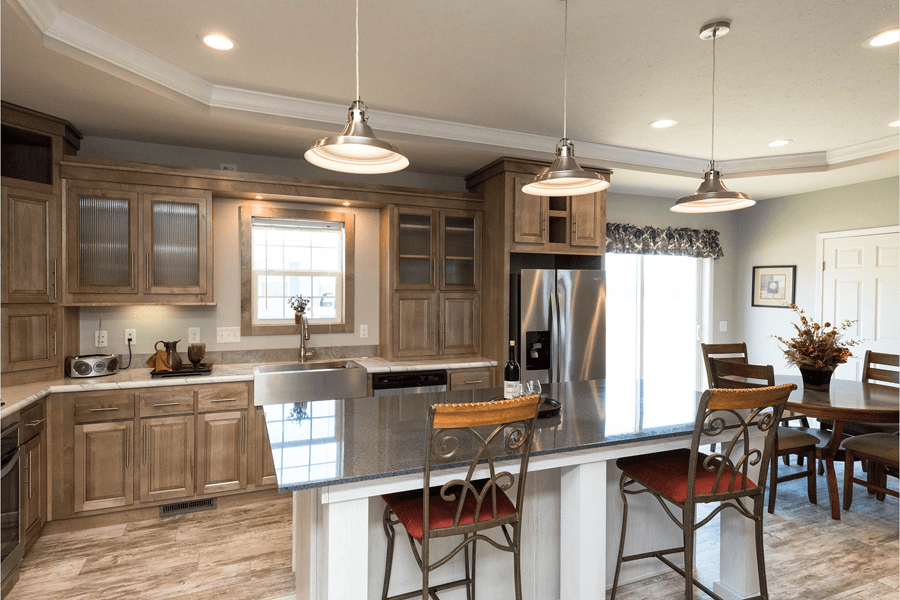 The Fenton custom modular home dine-in kitchen